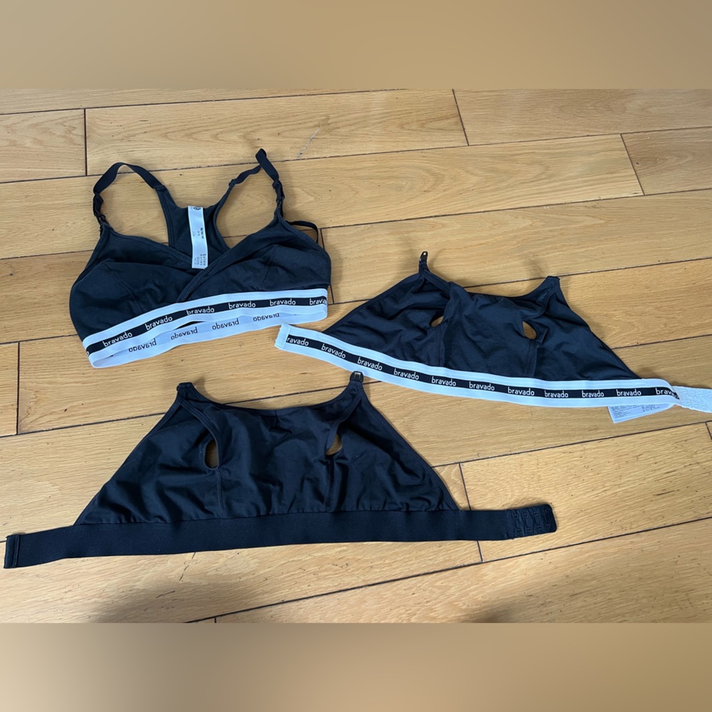 Bravado Basics Nursing Sports Bra + 2 clip and go hands free pumping bras